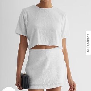 NWT Express White Sequin Mini Skirt / Skort